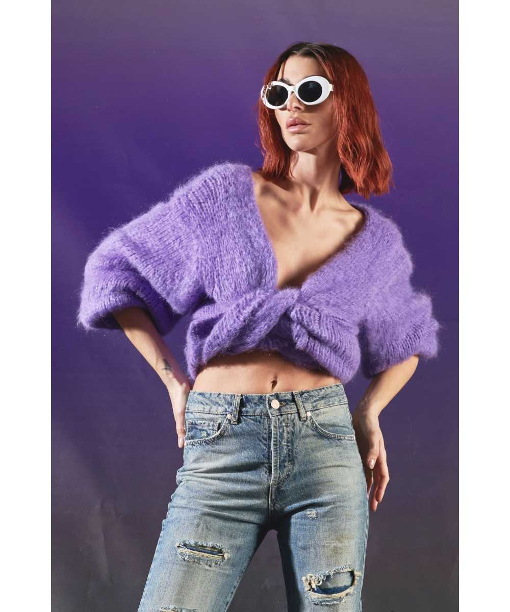 Cardigan a cappotto in mohair garzato