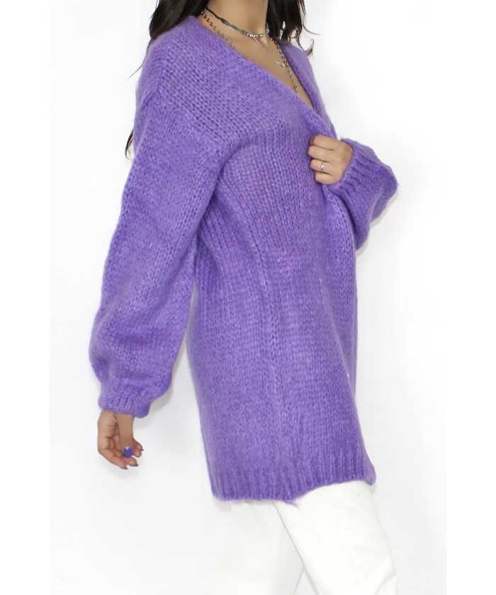 Cardigan a cappotto in mohair garzato