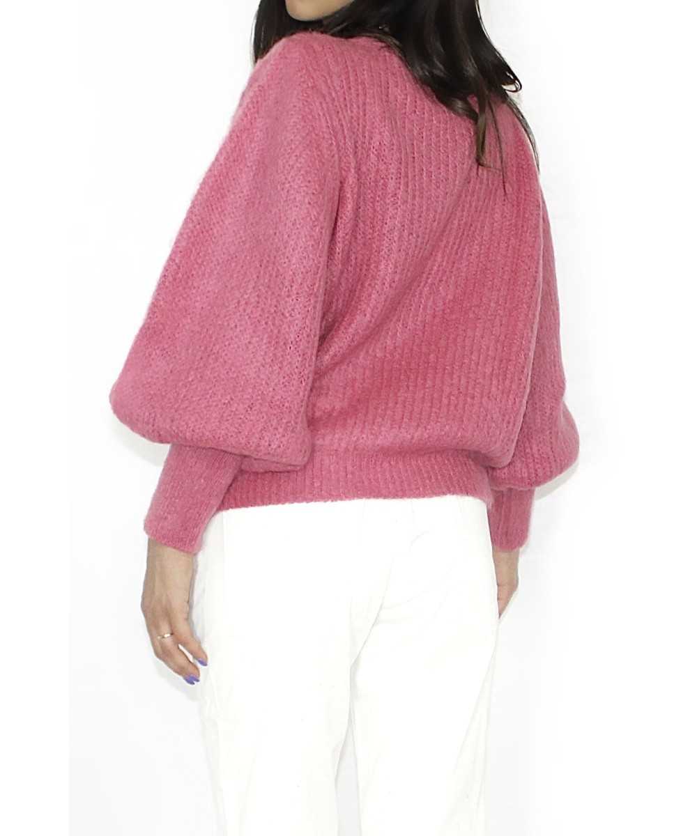 Maglione con manica a sbuffo in mohair garzato