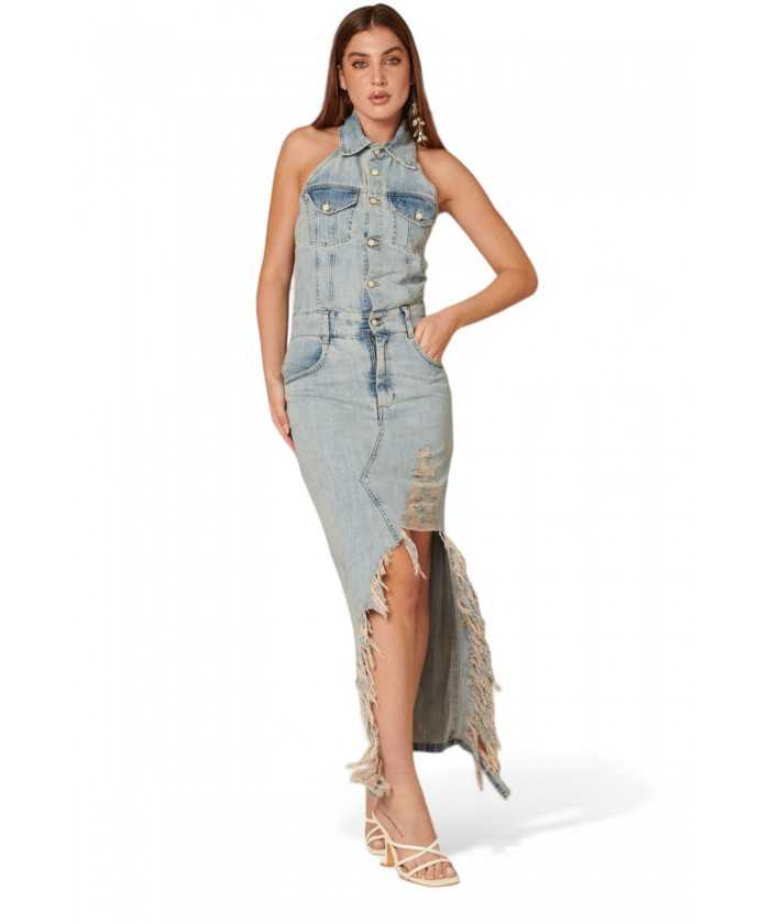 Vestito denim destroyed con...