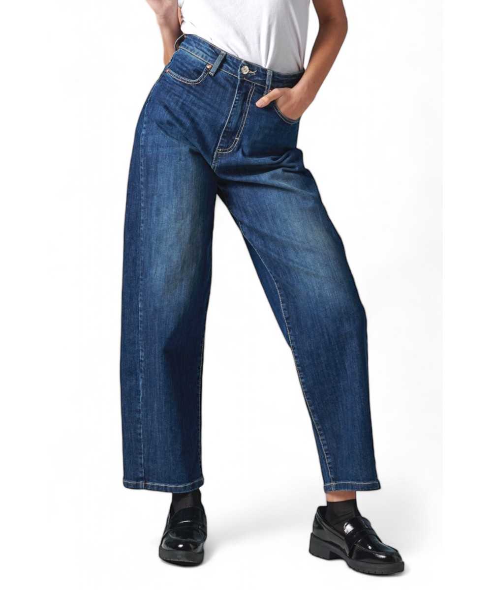 Pantaloni egg fit in denim comfort