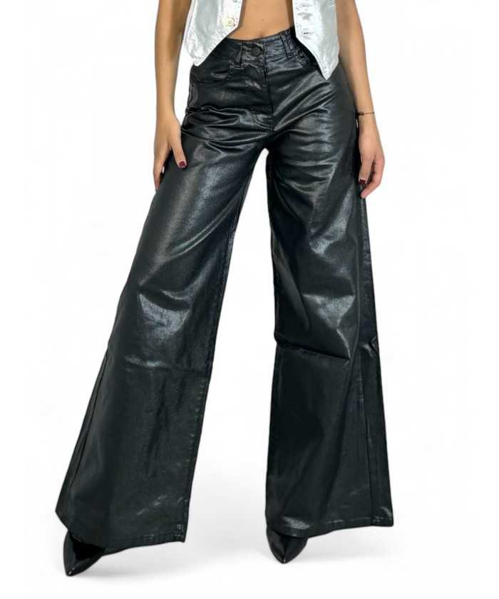 Pantaloni wide leg in...