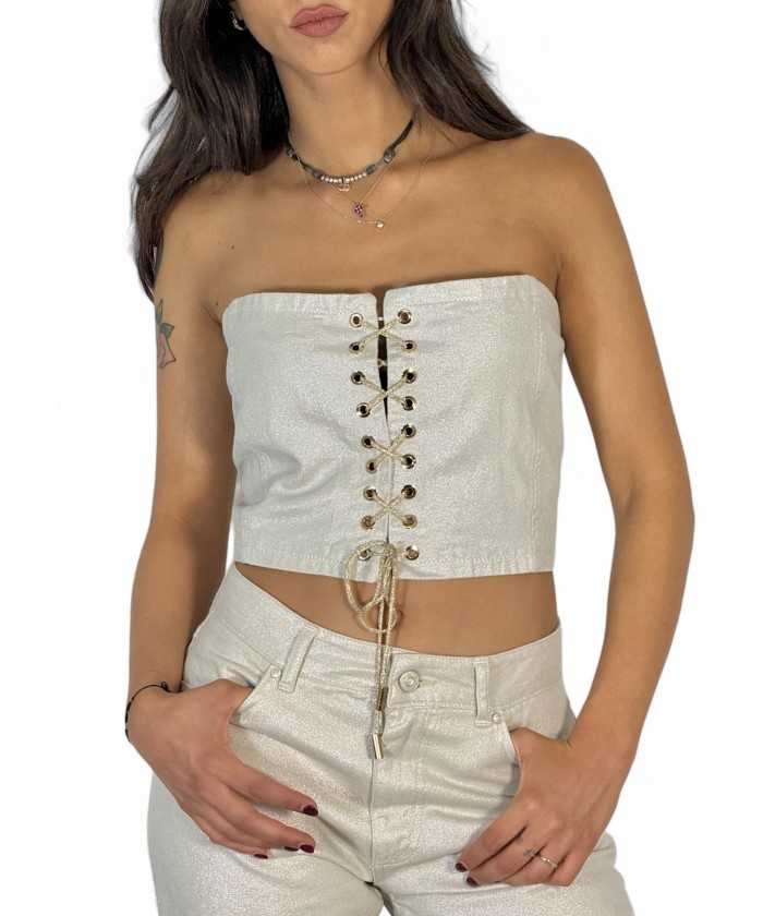 Top bustier in metallic...