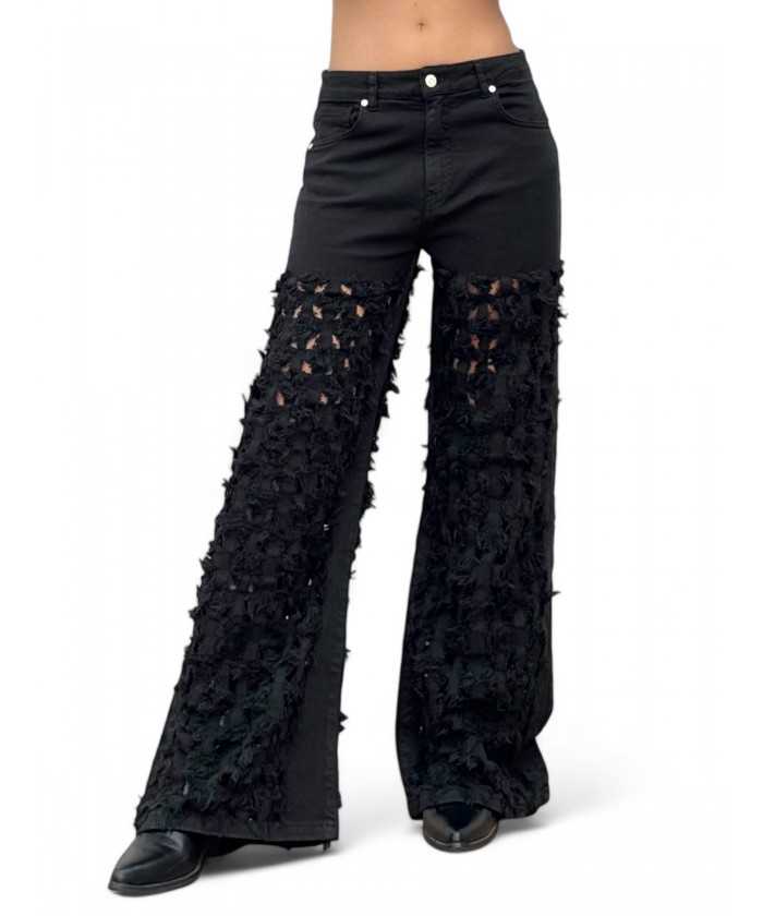 Pantaloni FRINGE NERO in...