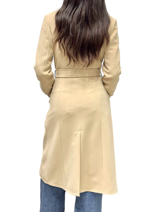 Cappotto lungo beige con fusciacca in tessuto tecnico