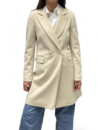 Cappotto beige baronetto doppiopetto