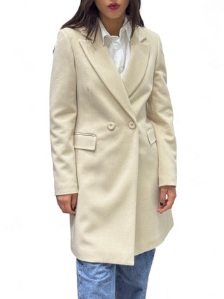 Cappotto beige baronetto doppiopetto