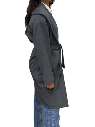 Cappotto lunghezza media dark grey con collo sciallato