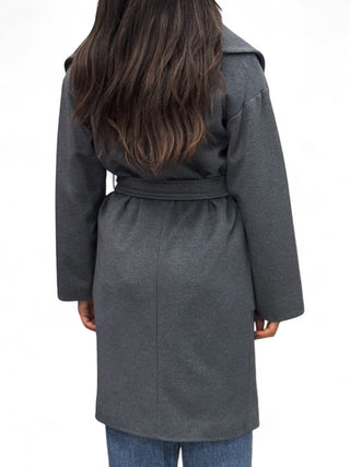 Cappotto lunghezza media dark grey con collo sciallato