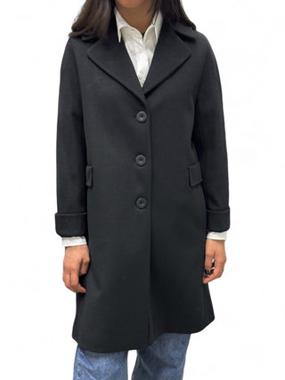 Cappotto regular nero con rovescina maniche