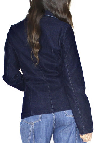 Giacca basic in denim floccato