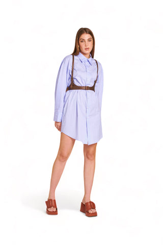 Maxi camicia - mini dress in popeline celeste