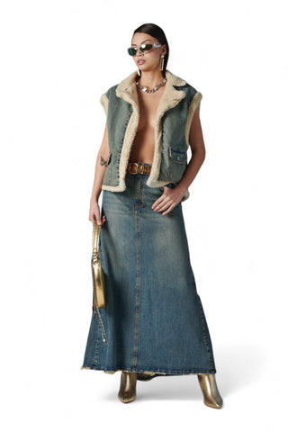 Maxi gonna godet in denim