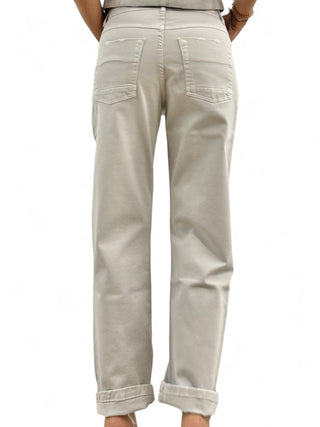 Pantaloni boyfriend in drill eco grey con trattamenti denim