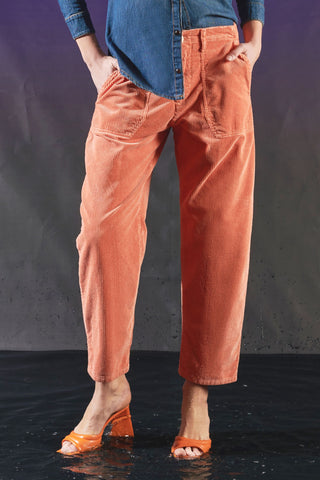 Pantaloni cargo in velluto acid wash