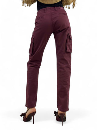 Pantaloni cargo unisex in gabardine di cotone bordeaux