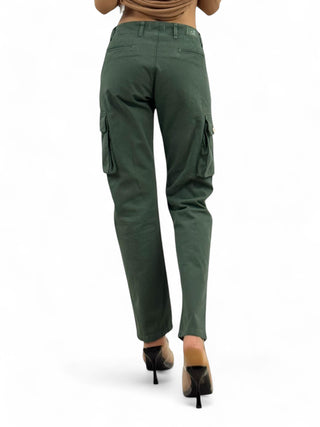 Pantaloni cargo unisex in gabardine di cotone verde