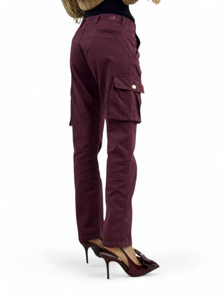 Pantaloni cargo unisex in gabardine di cotone bordeaux