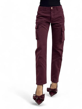 Pantaloni cargo unisex in gabardine di cotone bordeaux