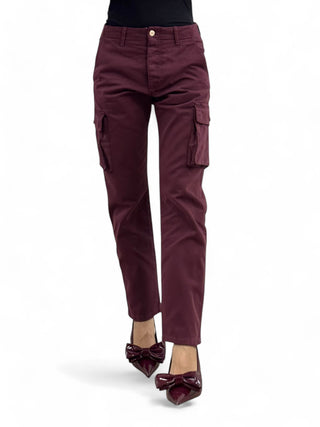 Pantaloni cargo unisex in gabardine di cotone bordeaux