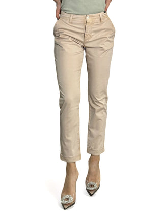 Pantaloni chino basic in gabardine beige acid wash