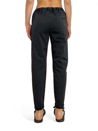 Pantaloni con coulisse in gabardine nera