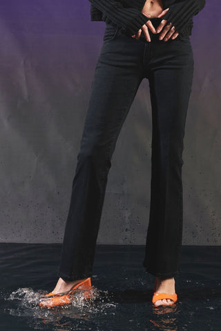 Pantaloni denim black flared