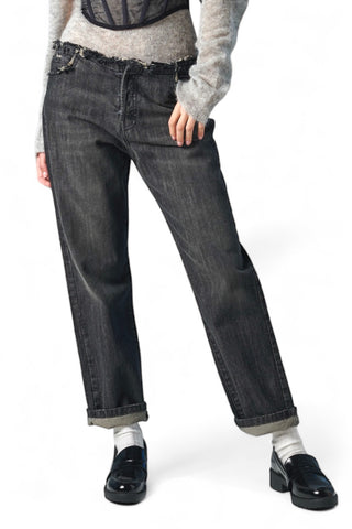 Pantaloni denim black regular senza bustino