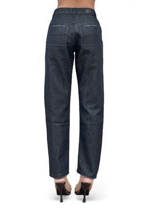 Pantaloni denim blueblack relaxed filo oro