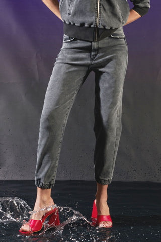 Pantaloni jogger in felpa denim black