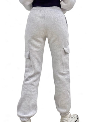 Pantaloni grey cargo in felpa polycotton