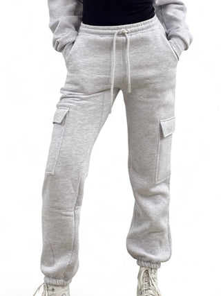 Pantaloni grey cargo in felpa polycotton