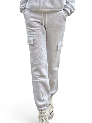 Pantaloni grey cargo in felpa polycotton