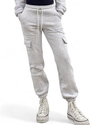 Pantaloni grey cargo in felpa polycotton