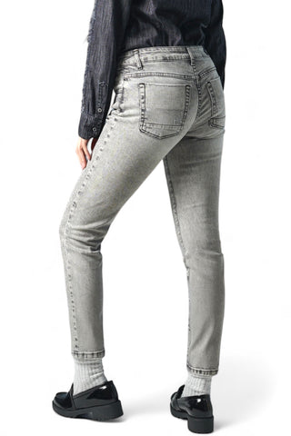 Pantaloni skinny denim grey strass all over