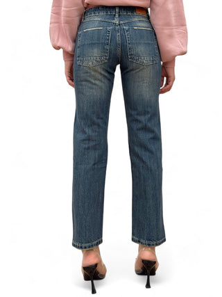 Pantaloni slim regular in denim fermo