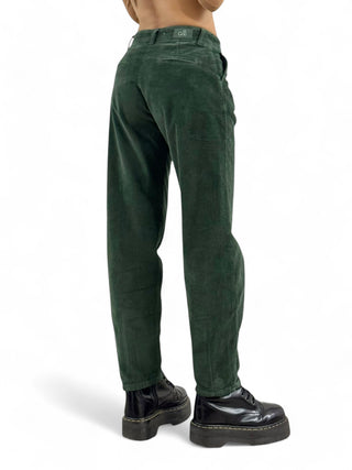 Pantaloni slouchy in velluto verde