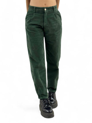 Pantaloni slouchy in velluto verde