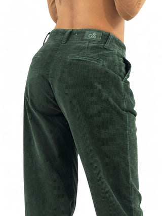 Pantaloni slouchy in velluto verde