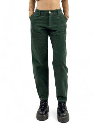 Pantaloni slouchy in velluto verde