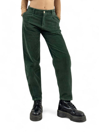 Pantaloni slouchy in velluto verde