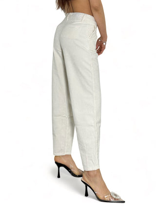 Pantaloni slouchy in velluto latte