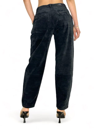 Pantaloni slouchy in velluto nero