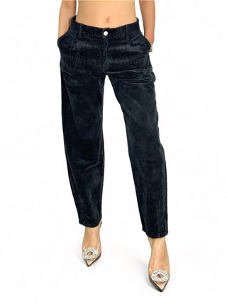 Pantaloni slouchy in velluto nero