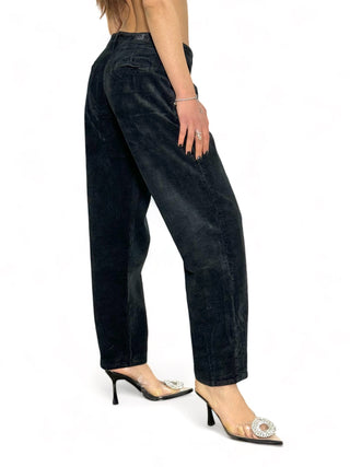 Pantaloni slouchy in velluto nero