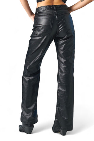 Pantaloni flared a zampa in metallic denim black