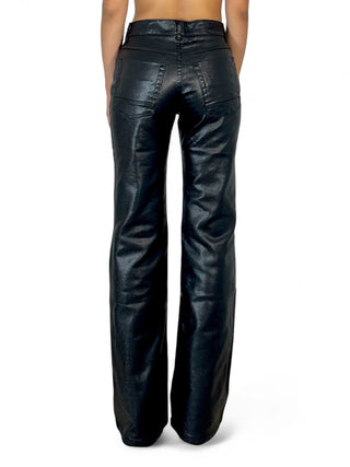 Pantaloni flared a zampa in metallic denim black